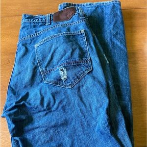 Holton Mens Jeans 40/30 Blue 35333 style distressed slight shrink 31” inseam